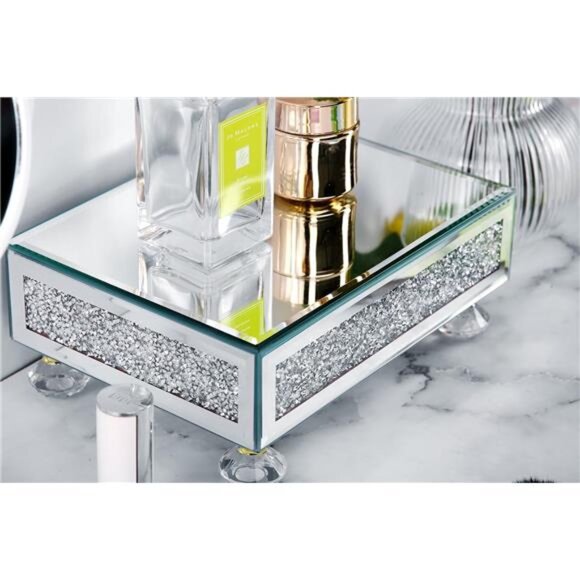 Gold Mirrored Display Tray Riser Decorative Pedestal Stand Bathroom Kitchen Deco - Picture 2 of 8
